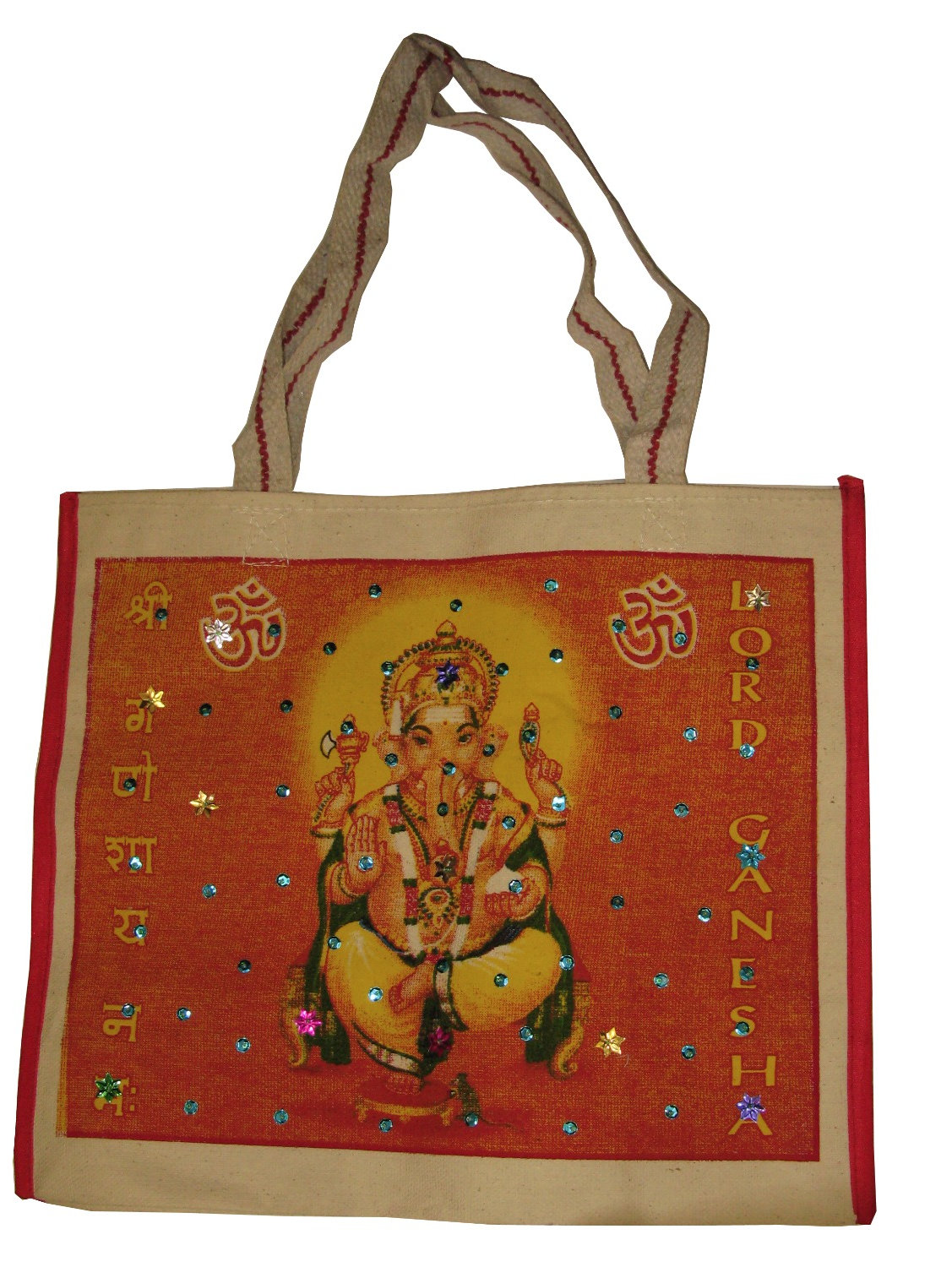 OM Ganesha Sparkle Cotton Bag