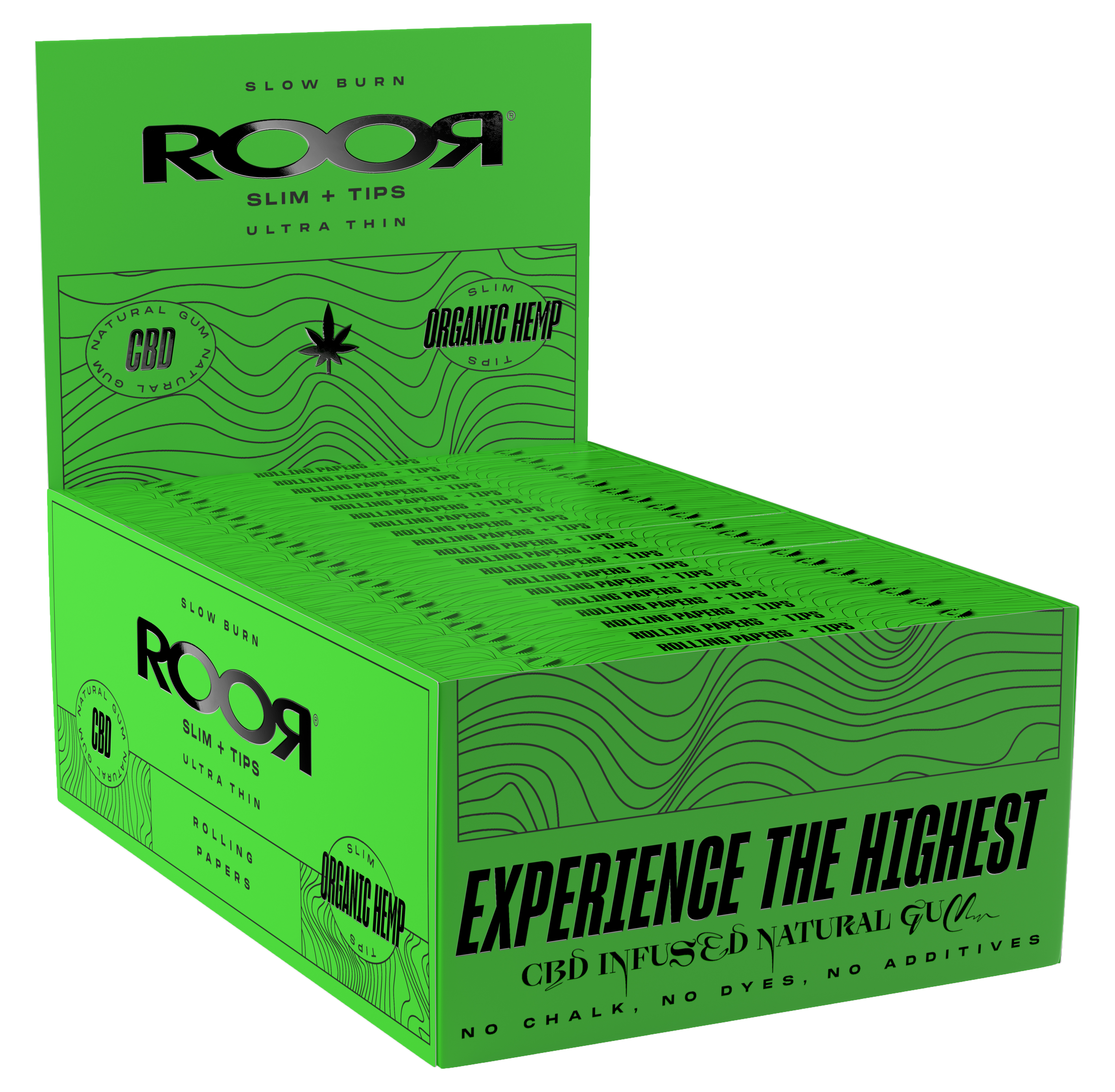 CBD Roor Green Organic Hemp Connoisseur Ultra Slim Papers & Tips