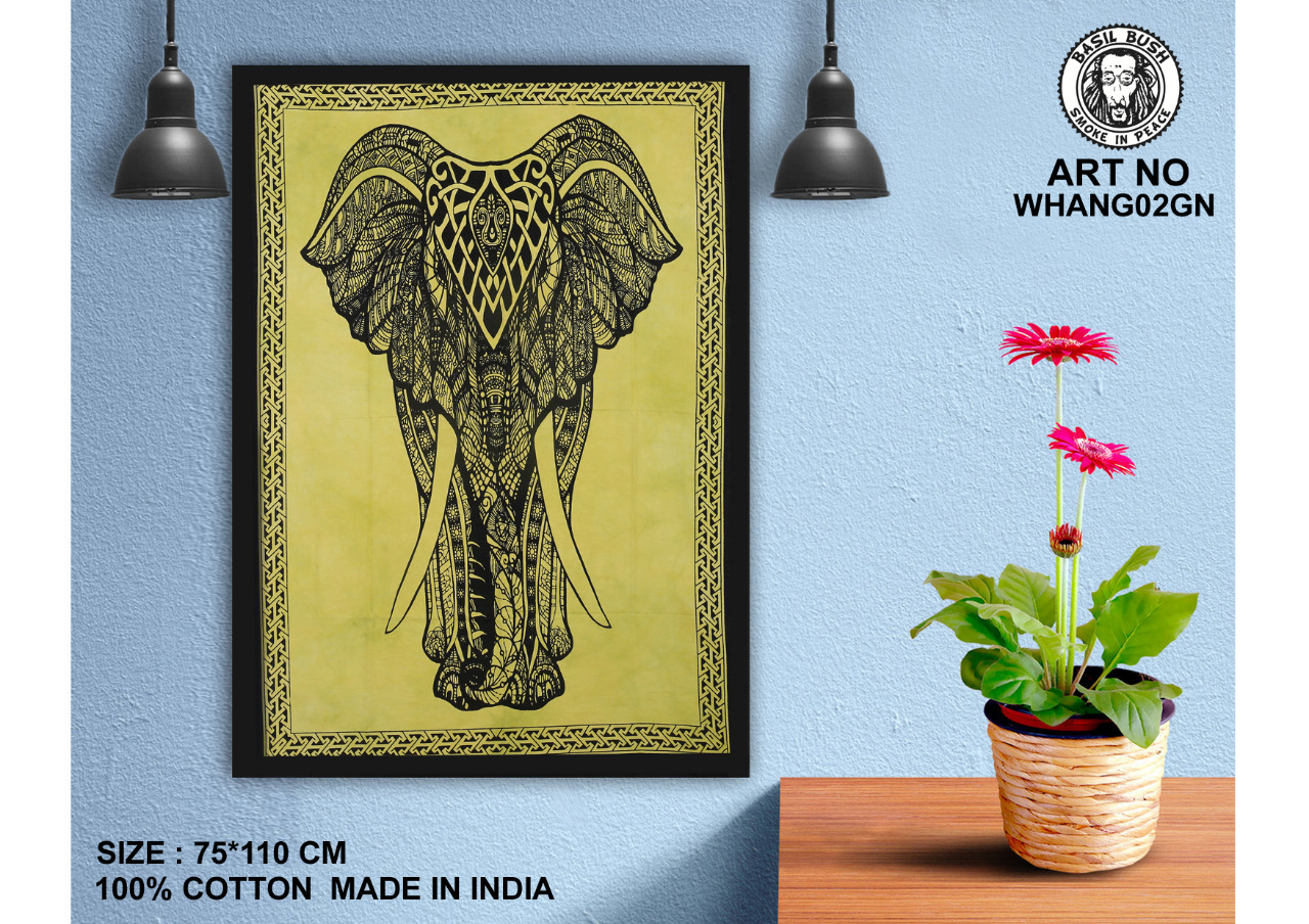 Green Wall Hanging Big Elephant Design