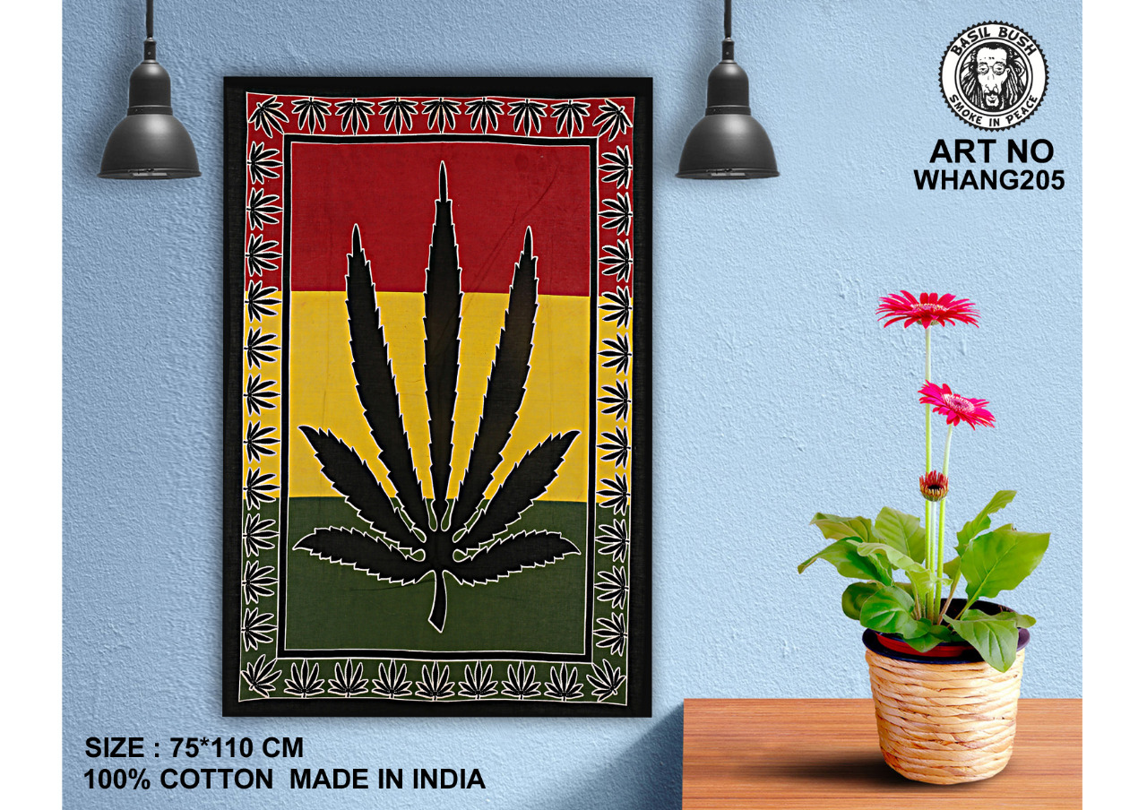 Wall Hanging Big Leaf Rasta Design 100% Cotton