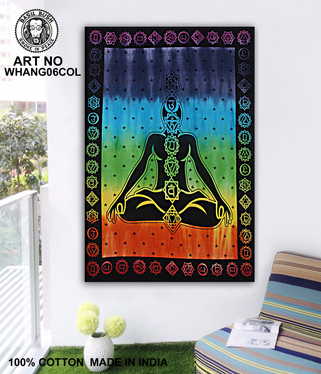 Coloured Striped Buddha Chakra Wall Hanging