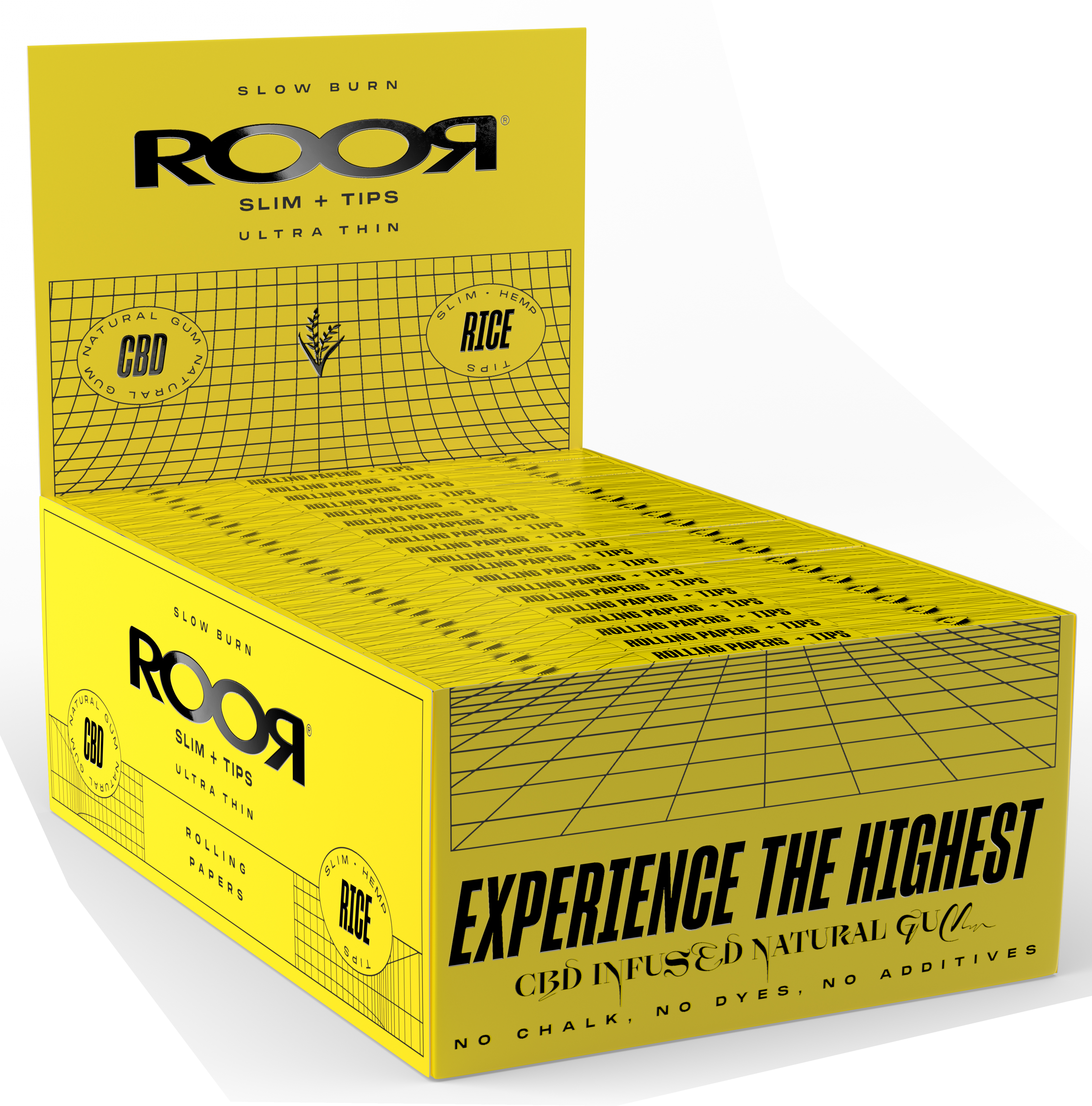 CBD Roor Yellow Rice Connoisseur Ultra Slim Papers & Tips