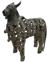 38cm Brass Cow Jali Statue