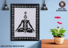 Black and White Buddha Chakra Wall Hanging 100% Cotton